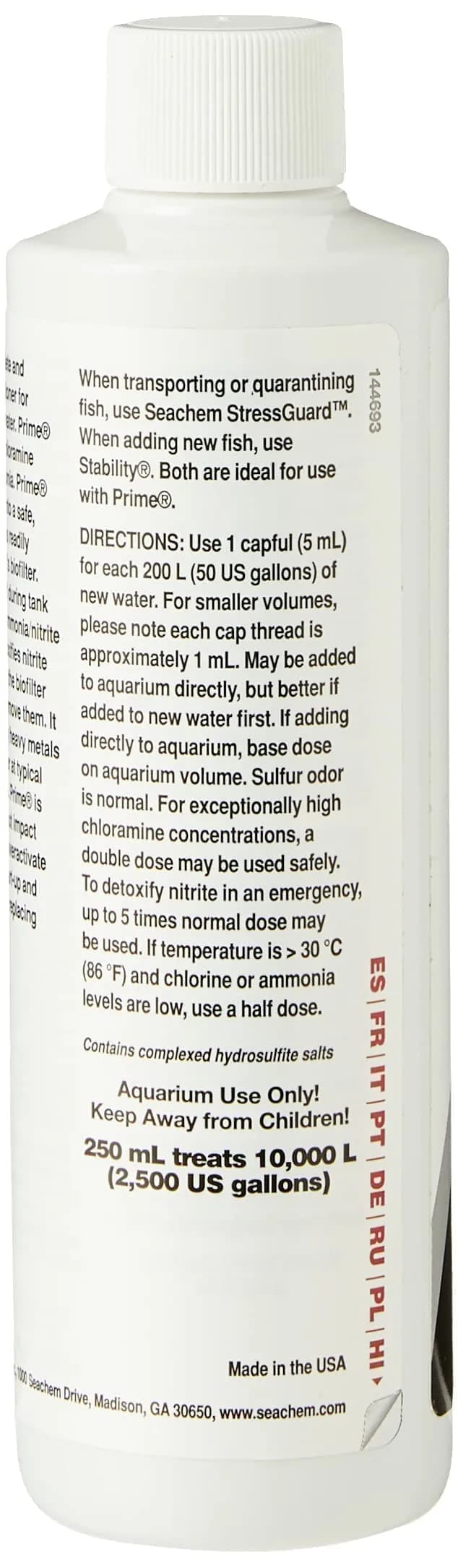 Seachem Prime Water Conditioner 250 mL | Removes Chlorine & Chloramine - view 3