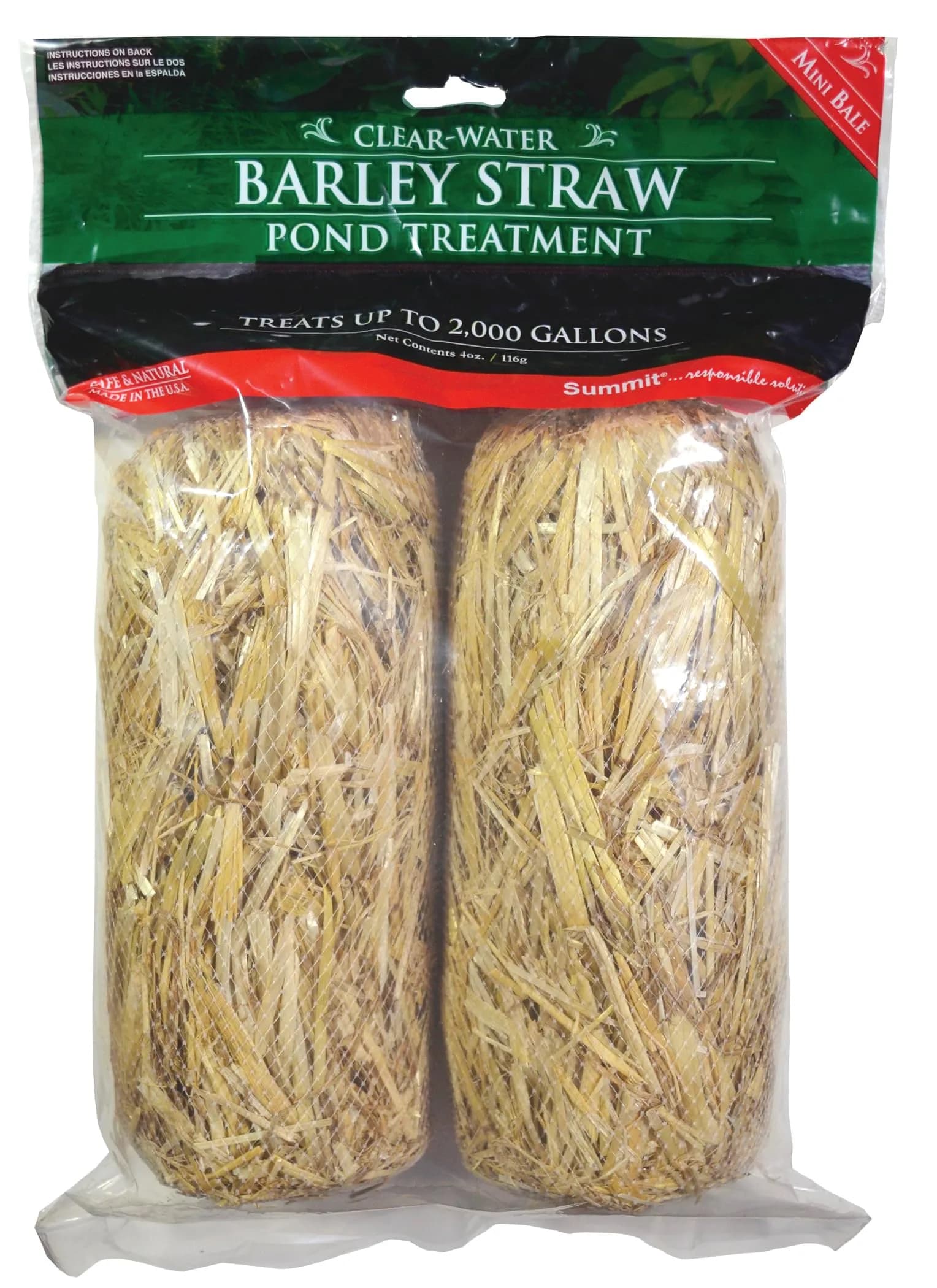 Summit Clear-Water Barley Straw Pond Treatment 2-Pack | Natural Pond Clarifier, Treats 2000 Gallons, Safe for Fish & Plants