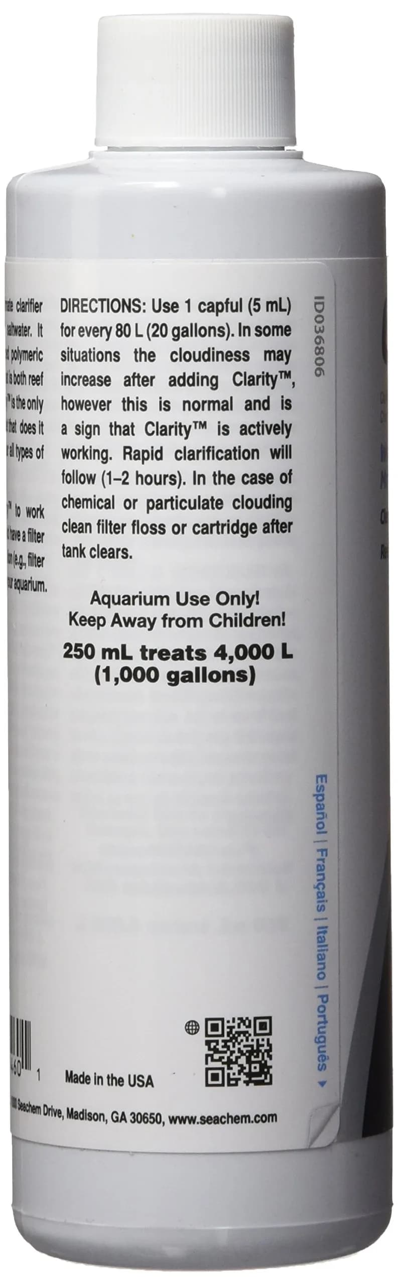 Seachem Clarity Water Clarifier 250ml (8.45 Fl Oz) | Clears All Clouding for Marine & Freshwater Tanks - view 3
