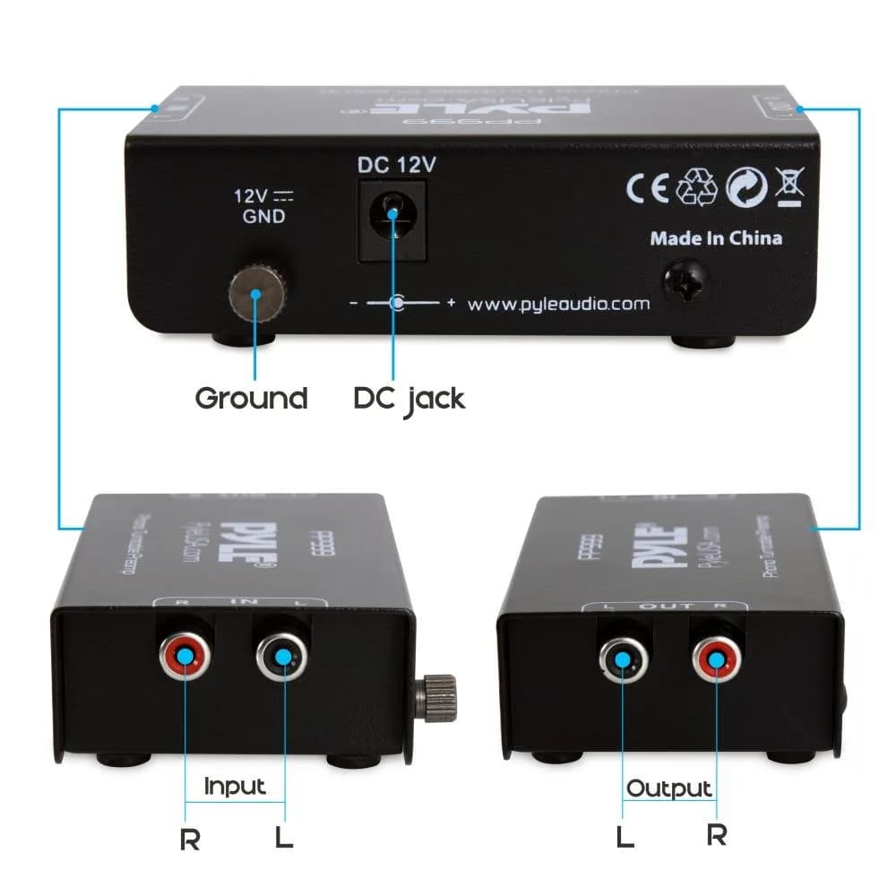Pyle PP999 Mini Turntable Phono Preamplifier 10.2cm x 5.4cm x 2.6cm (4" x 2.1" x 1") | Converts Phono to Line Level - view 2