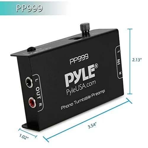 Pyle PP999 Mini Turntable Phono Preamplifier 10.2cm x 5.4cm x 2.6cm (4" x 2.1" x 1") | Converts Phono to Line Level thumbnail 3