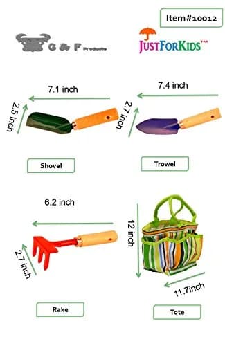 G & F Products Kids Garden Tools Set with Tote | Assorted Small Gardening Tools for Children thumbnail 3