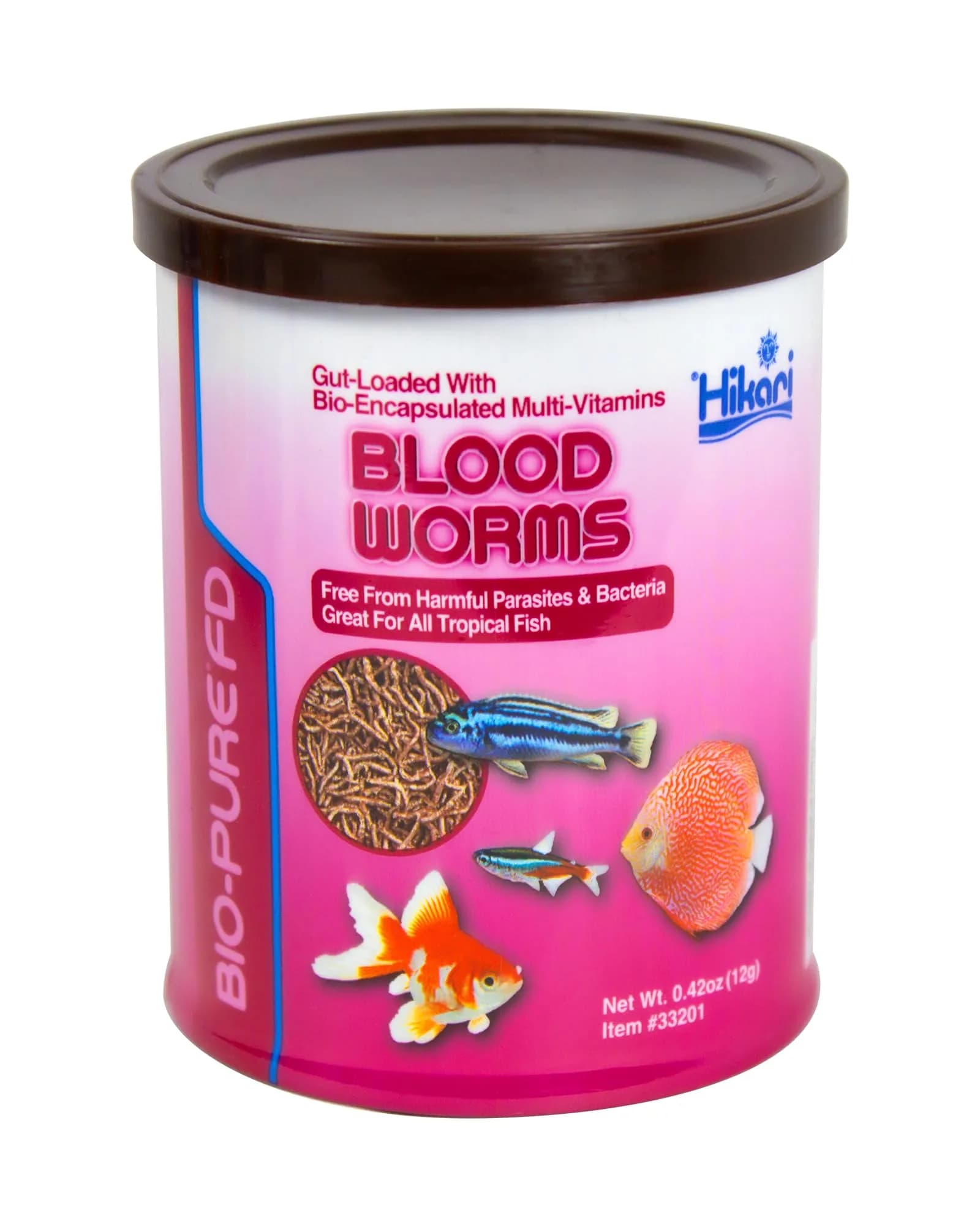 Hikari Bio-Pure Freeze Dried Blood Worms for Pets, 12g (0.42 oz) | All Life Stages Fish Food - main product image