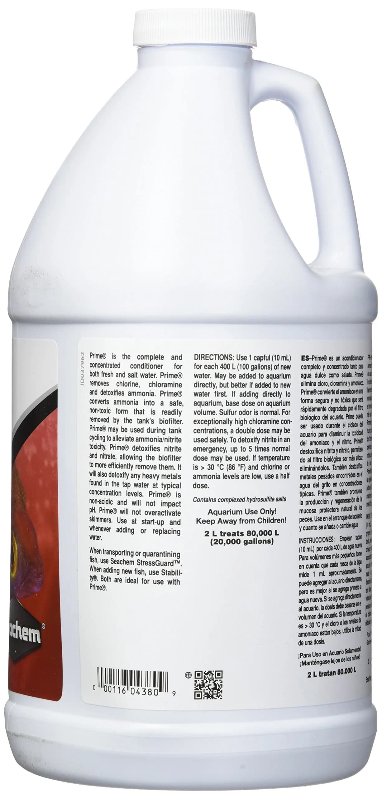 Seachem Prime 2000 mL Fresh and Saltwater Conditioner | Removes Chlorine & Chloramine - view 2