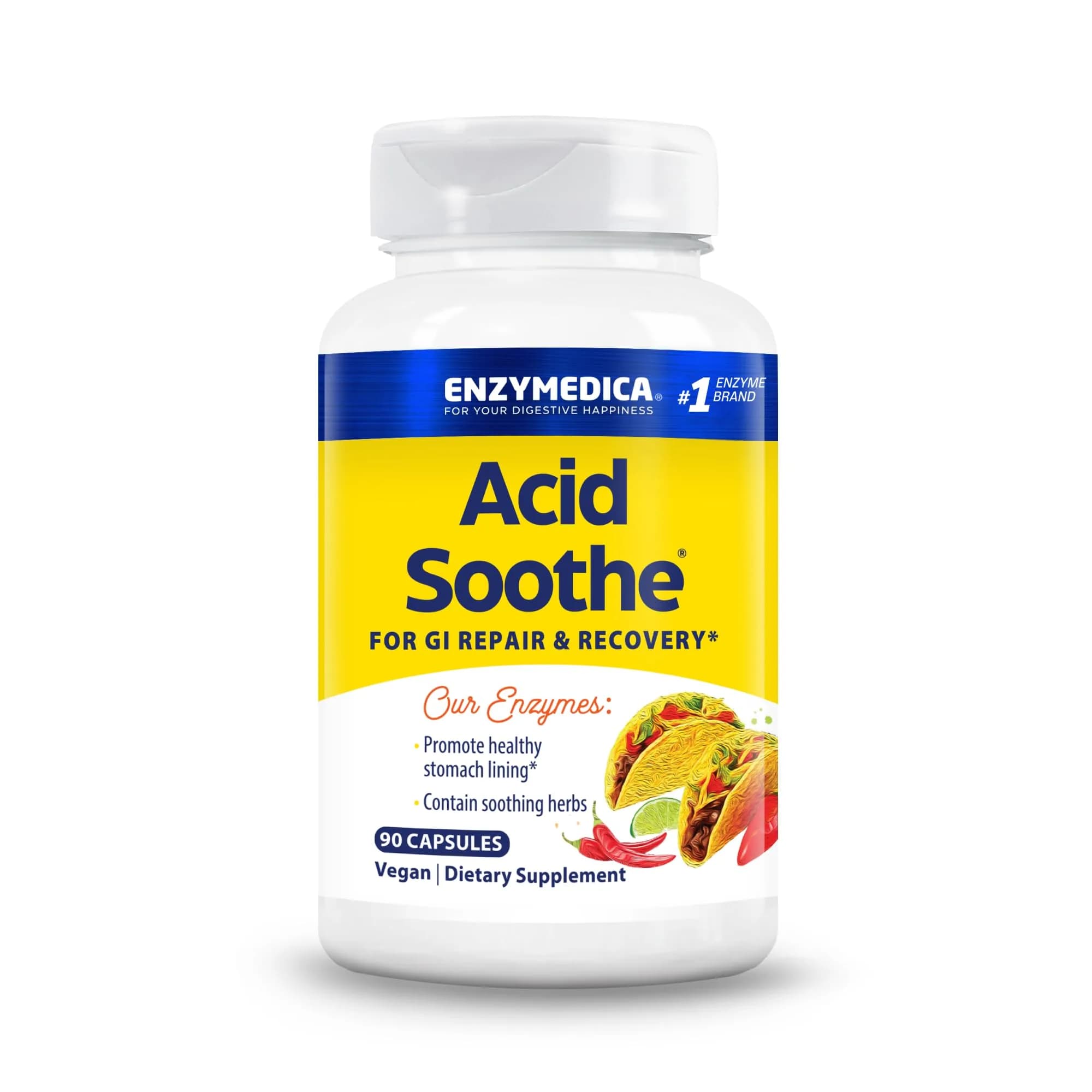 Enzymedica Acid Soothe Supplement for Women & Men - 90 Capsules | Digestive Support with Zinc Carnosine — Capsule