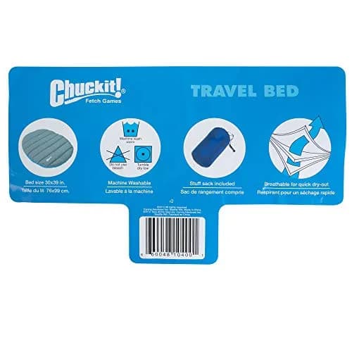 Chuckit! Travel Pillow Dog Bed Water Resistant Blue/Grey 76cm x 90cm (30" x 39") | Portable Comfort for Medium to Large Dogs thumbnail 5