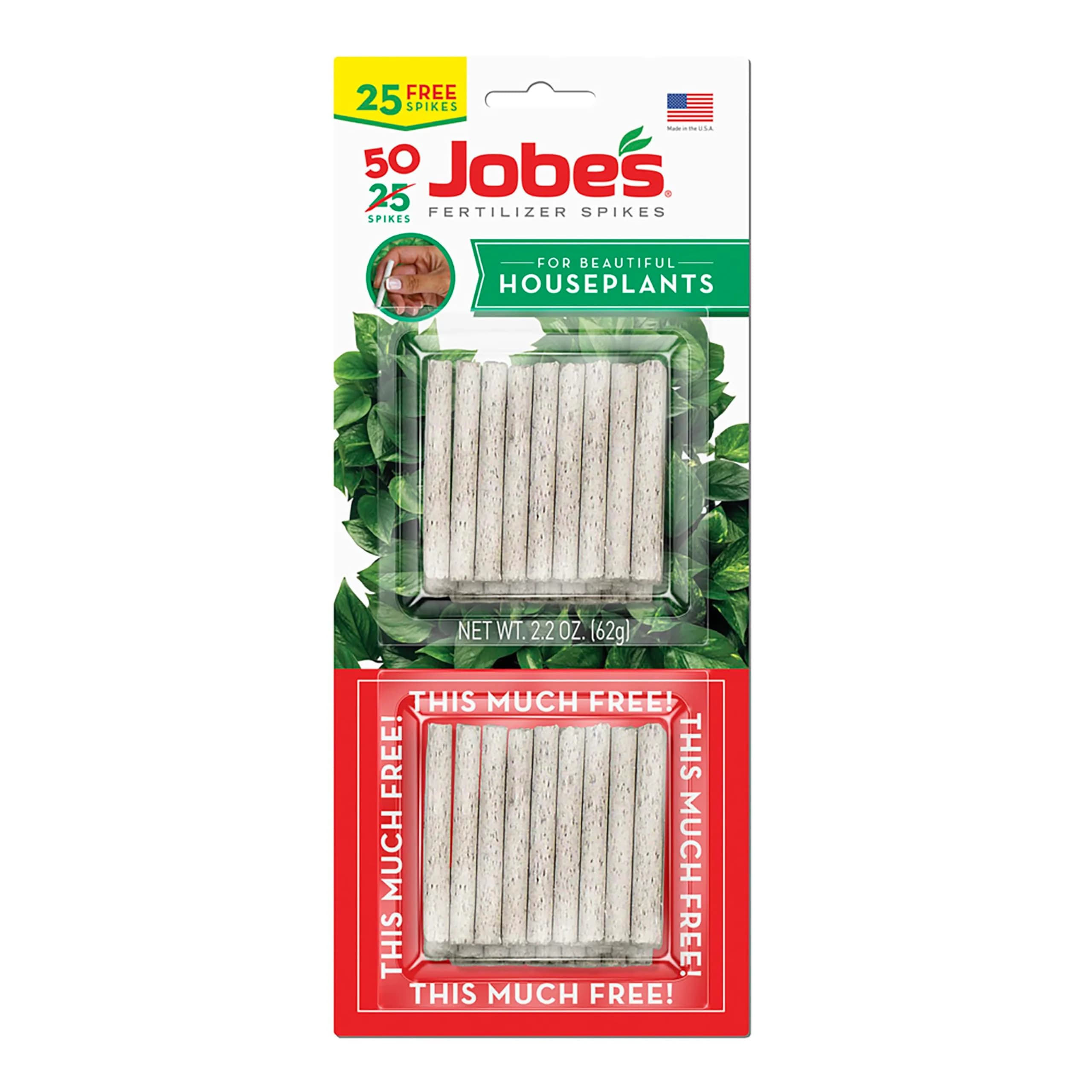 Jobe's Organics Fertilizer Spikes for Indoor Houseplants, 50 Count | 13-4-5 NPK for Blooms & Foliage - main product image