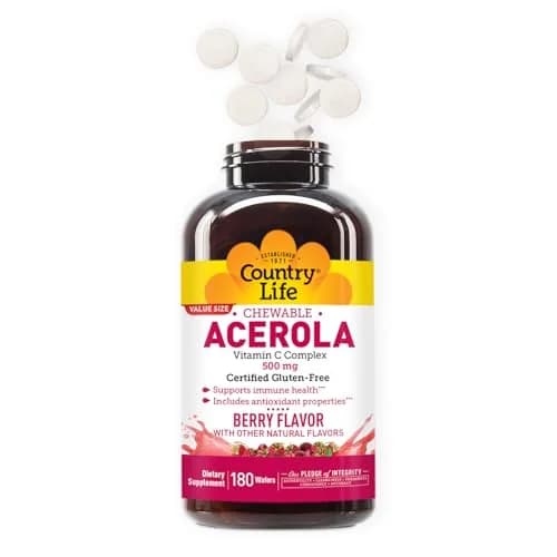 Country Life Acerola Vitamin C Complex 500 mg Chewable Wafers | Supports Immune & Antioxidant Health thumbnail 6