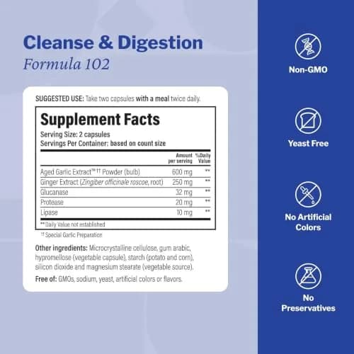 Kyolic Aged Garlic Extract Cleanse & Digestion Formula 102, 200 Capsules | Supports GI Cleansing & Healthy Intestinal Function thumbnail 3
