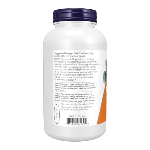 NOW Foods Calcium & Magnesium 250 Tablets | Supports Bone & Muscle Health in India thumbnail 3