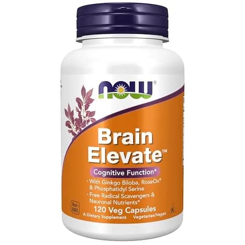 NOW Brain Elevate™ Ginkgo Biloba & RoseOx® 120 Veg Caps | Supports Healthy Cerebral Functions thumbnail 1
