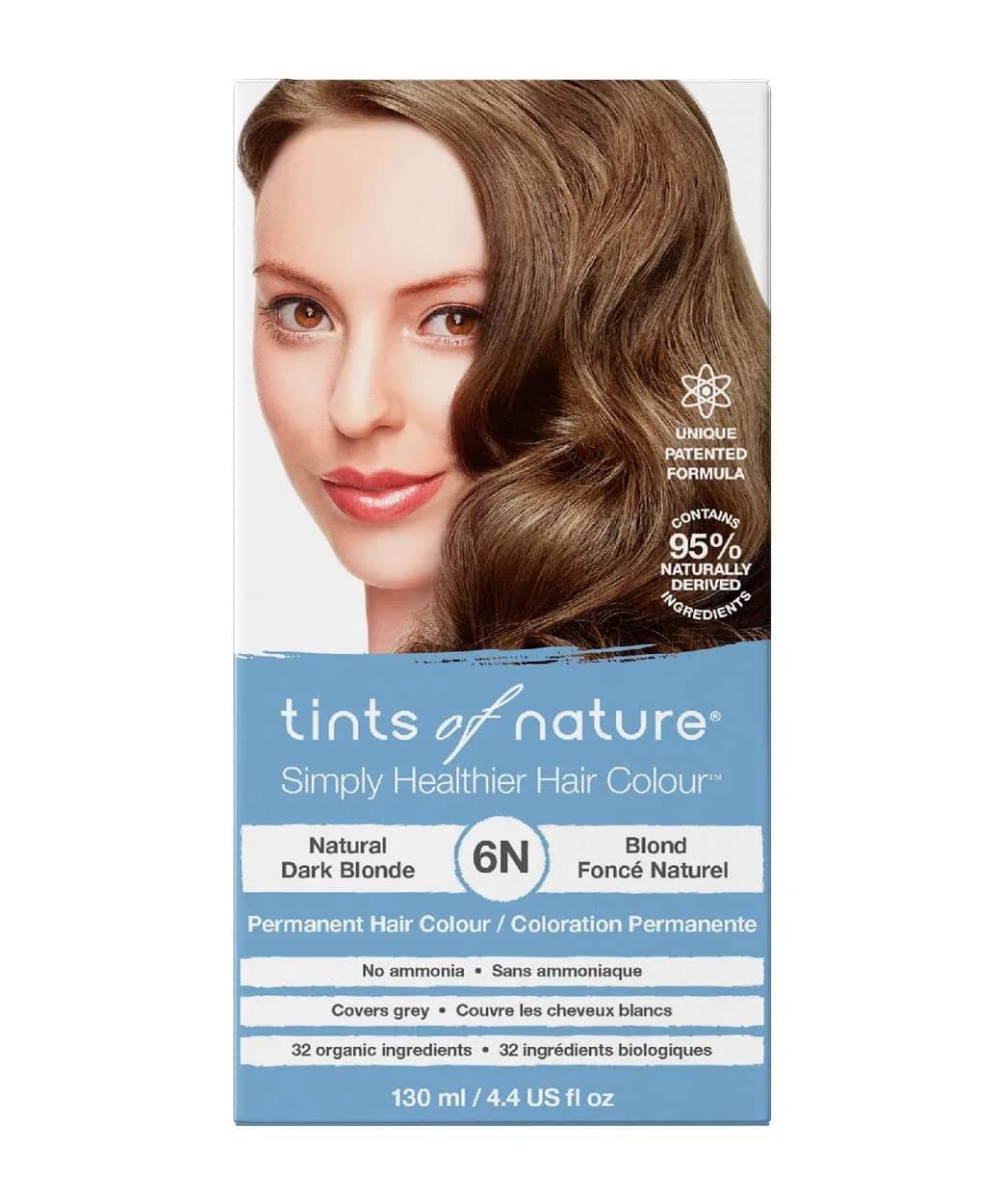 Tints of Nature 6N Natural Dark Blonde Permanent Hair Dye | Vegan, Ammonia-Free, 4.4 fl oz — Dark Blonde (6N)