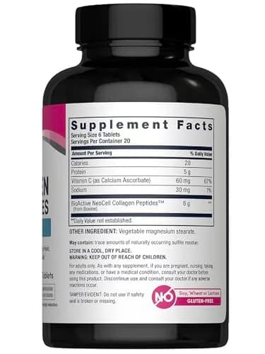 NeoCell Super Collagen with Vitamin C Tablets 120 Count (Pack of 1) | Grass Fed Collagen Peptides for Hair, Skin, Nails & Joints thumbnail 2