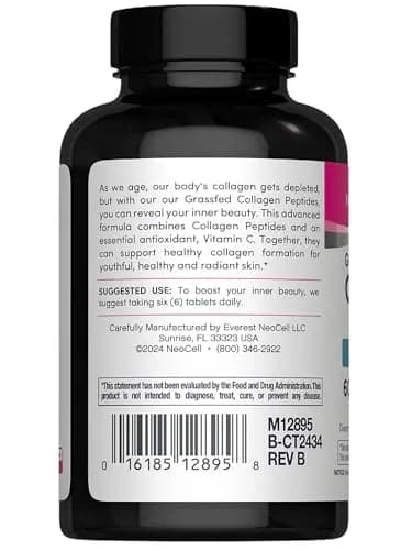 NeoCell Super Collagen with Vitamin C Tablets 120 Count (Pack of 1) | Grass Fed Collagen Peptides for Hair, Skin, Nails & Joints thumbnail 3