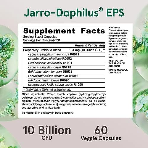 Jarrow Jarro Dophilus Probiotics - Probiotic Supplement, Gut Health, 60 Ct | 10 Billion CFU, Vegetarian, Gluten-Free thumbnail 6