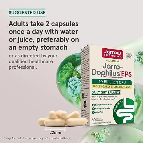 Jarrow Jarro Dophilus Probiotics - Probiotic Supplement, Gut Health, 60 Ct | 10 Billion CFU, Vegetarian, Gluten-Free thumbnail 7