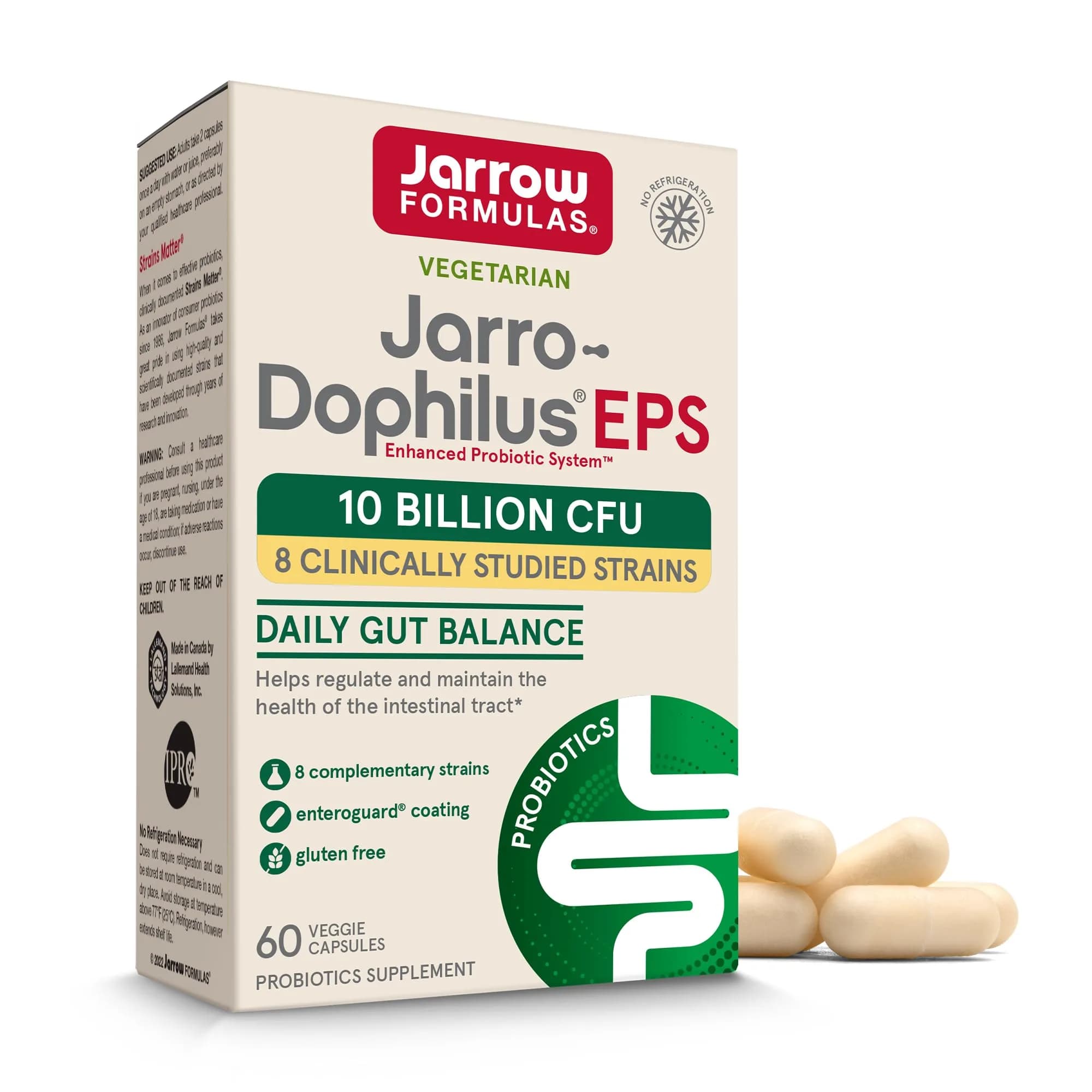 Jarrow Jarro Dophilus Probiotics - Probiotic Supplement, Gut Health, 60 Ct | 10 Billion CFU, Vegetarian, Gluten-Free — Green
