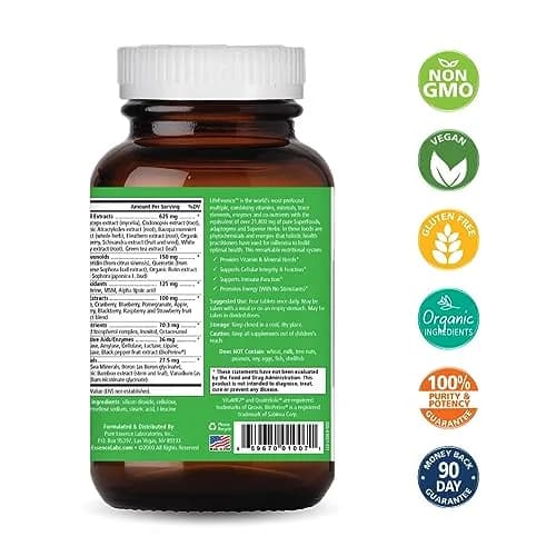 PURE ESSENCE LABS LifeEssence Multivitamin for Women and Men - 120 Tablets | Complete Cellular Support thumbnail 2
