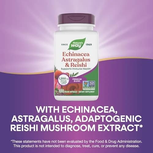 Nature's Way Echinacea, Astragalus & Reishi Immune Blend, 100 Capsules | Supports Immune Health & Wellness thumbnail 4