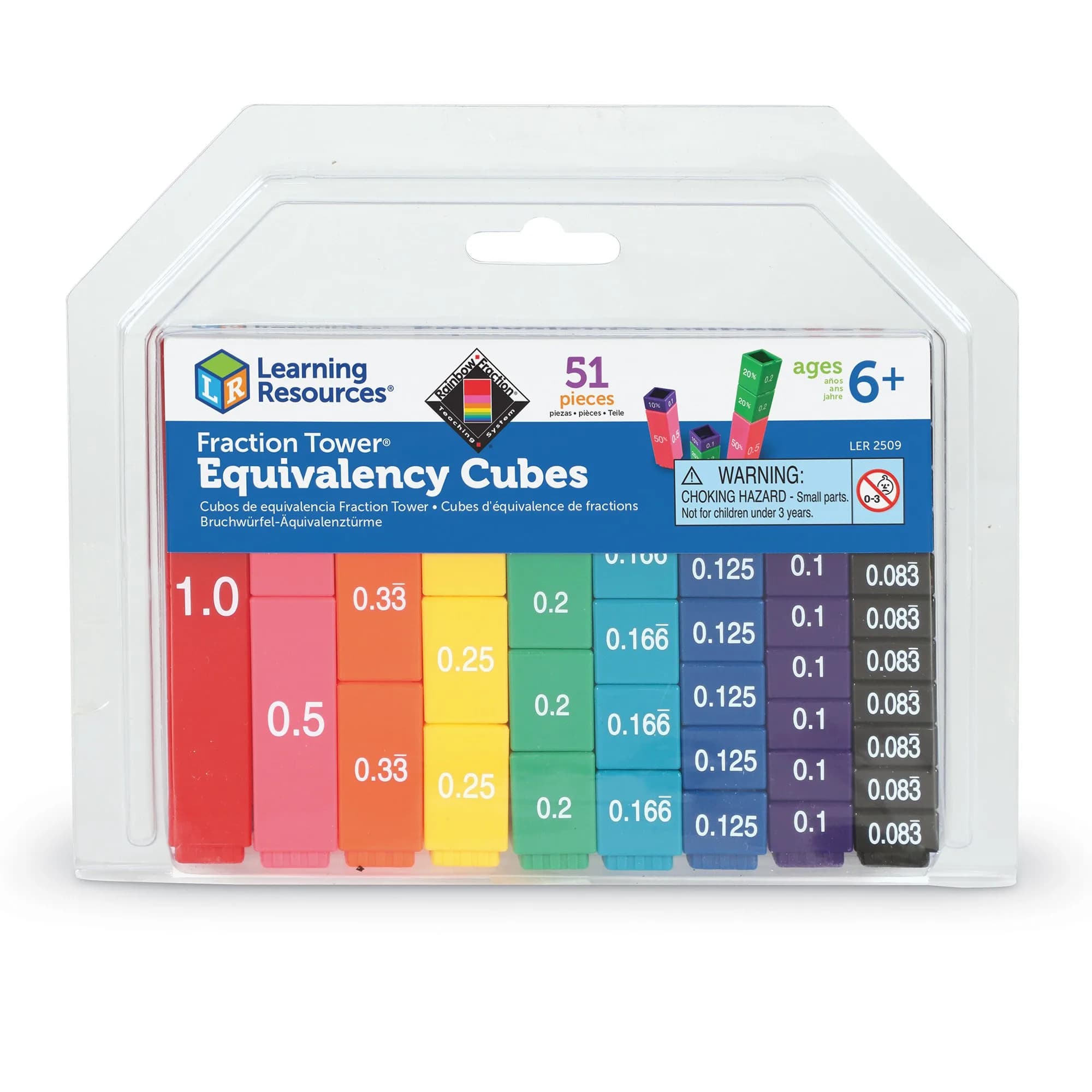 Learning Resources Fraction Tower Equivalency Cubes Set of 51 | Educational Math Manipulatives for Kids Ages 6+ - view 4