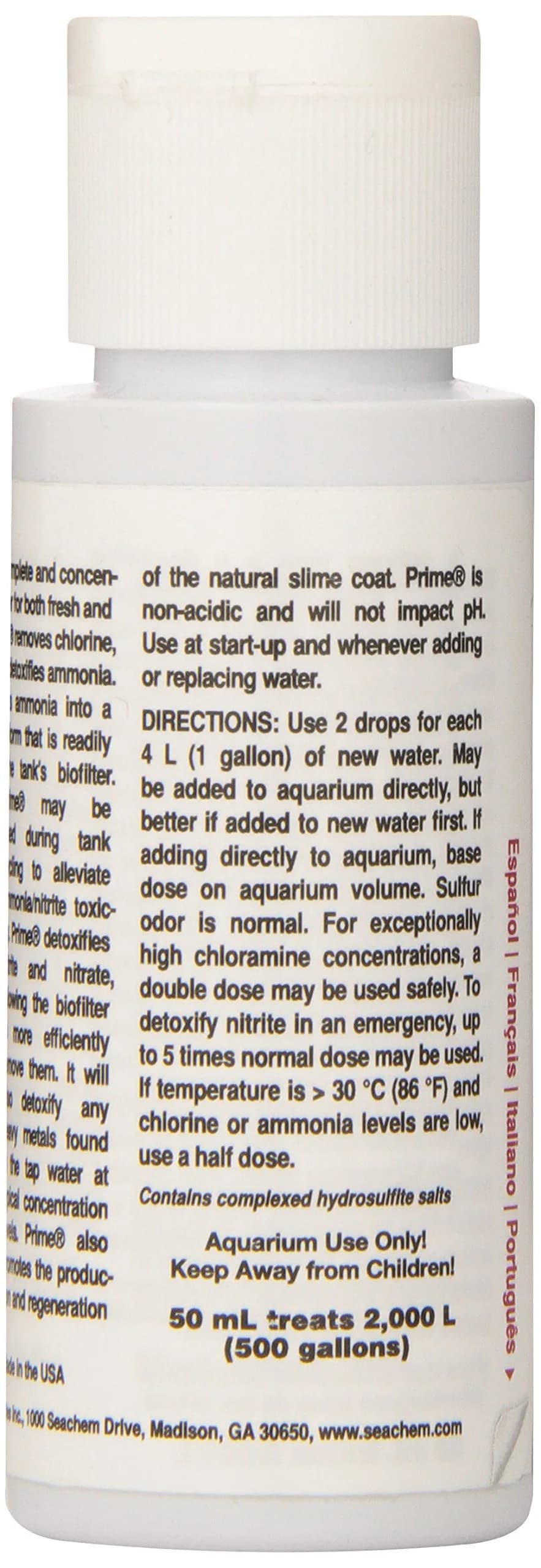 Seachem Prime 50 mL Fresh and Saltwater Conditioner | Removes Chlorine & Chloramine - view 3