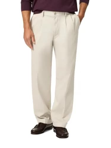 Dockers Men's Relaxed Fit Comfort Khaki Pants - Pleated, Porcelain Khaki, 36W x 30L | Wrinkle-Resistant, Stretch Comfort thumbnail 1