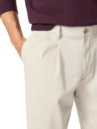 Dockers Men's Relaxed Fit Comfort Khaki Pants - Pleated, Porcelain Khaki, 36W x 30L | Wrinkle-Resistant, Stretch Comfort thumbnail 5