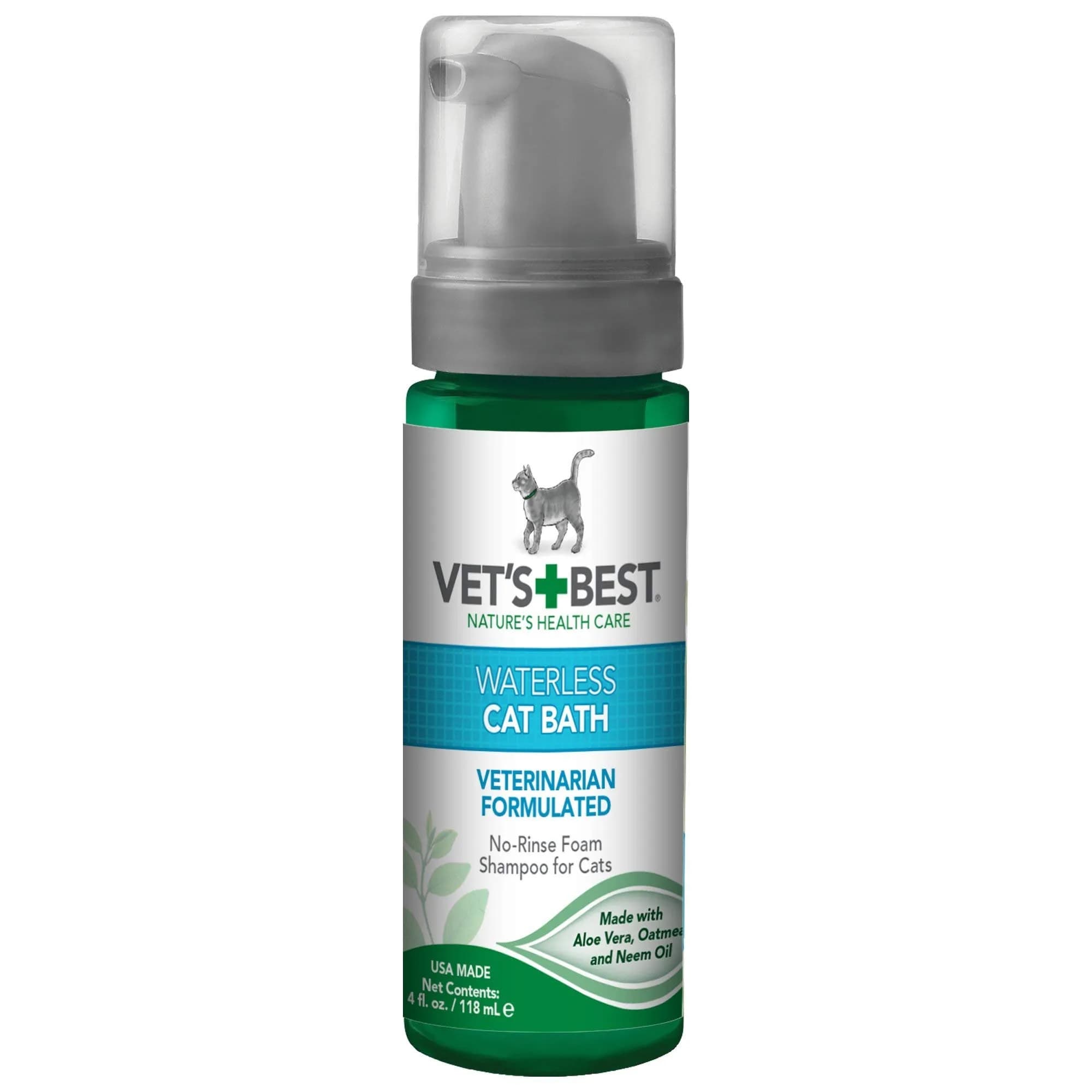 Vet's Best Waterless Cat Bath Dry Shampoo 4 oz | No-Rinse Formula for Sensitive Skin
