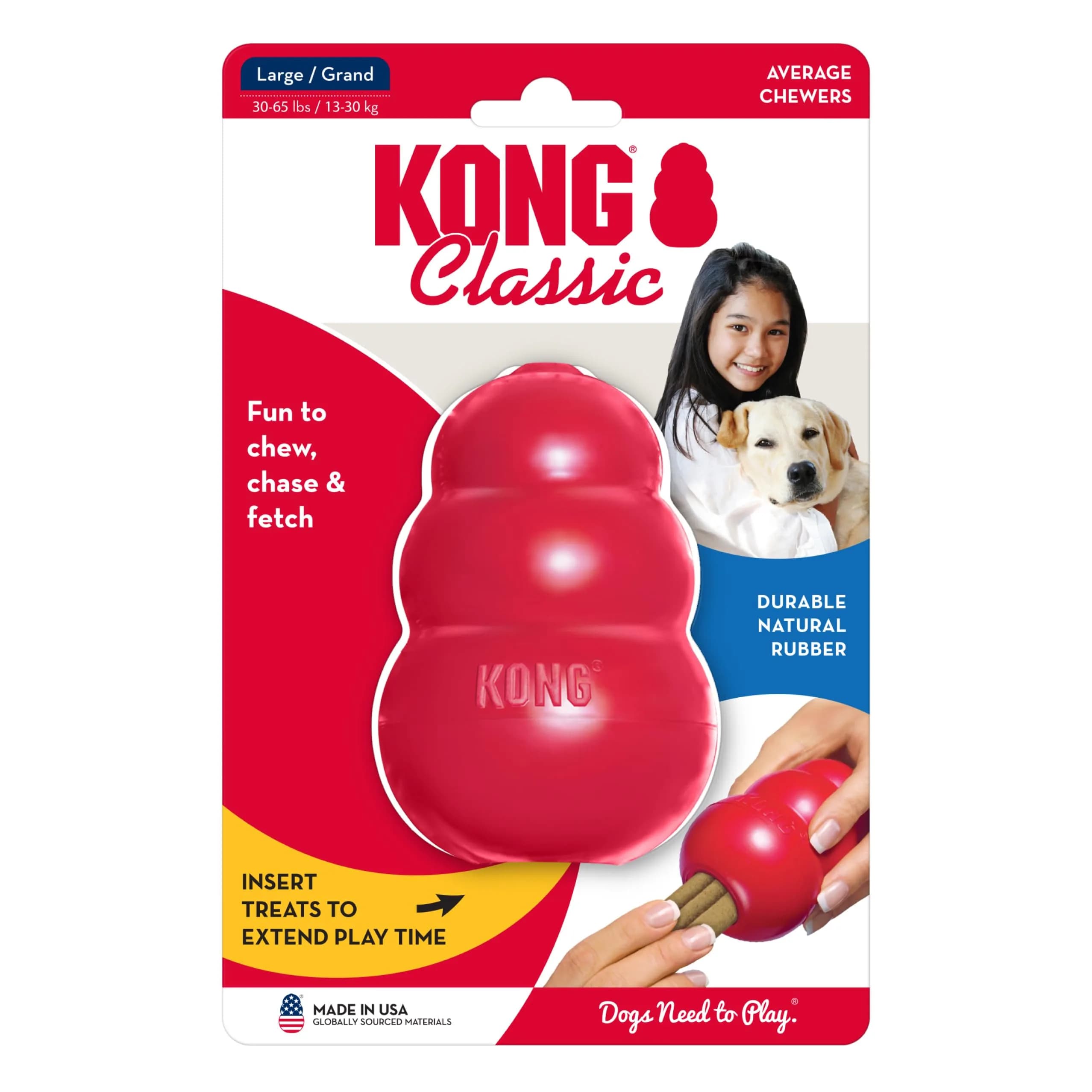 KONG Classic Stuffable Dog Toy, Natural Rubber Chew, Large (222 g / 7.8 oz) | Durable Chew Toy for Large Dogs - view 9