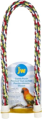 JW Pet Comfy Perch for Birds Flexible Multi-color Rope, Medium - 32" Length | Stimulates & Supports Bird Feet thumbnail 1