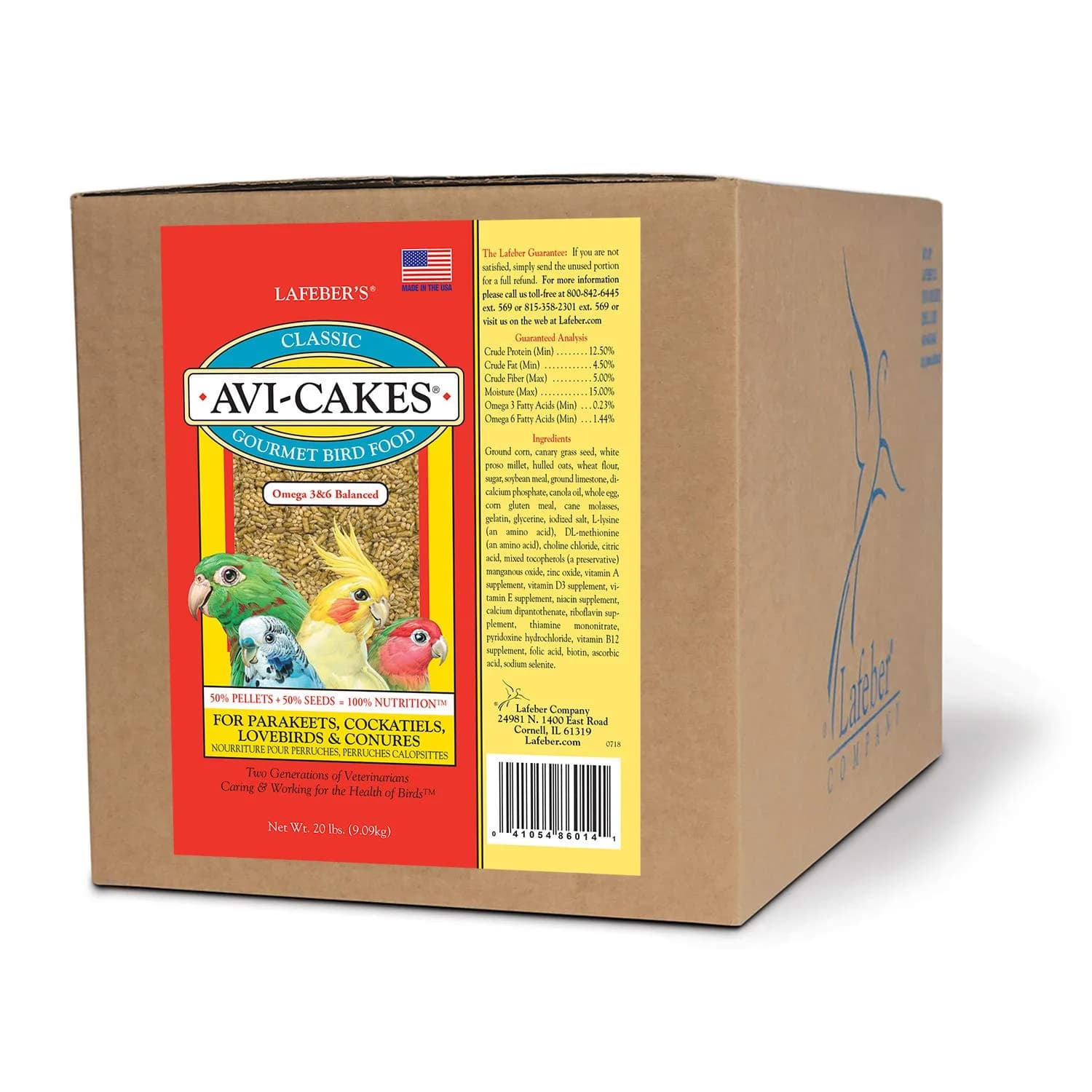 LAFEBER'S Classic Avi-Cakes for Cockatiels & Parakeets 9.07 kg (20 lb) | Nutritionally Complete Foraging Food