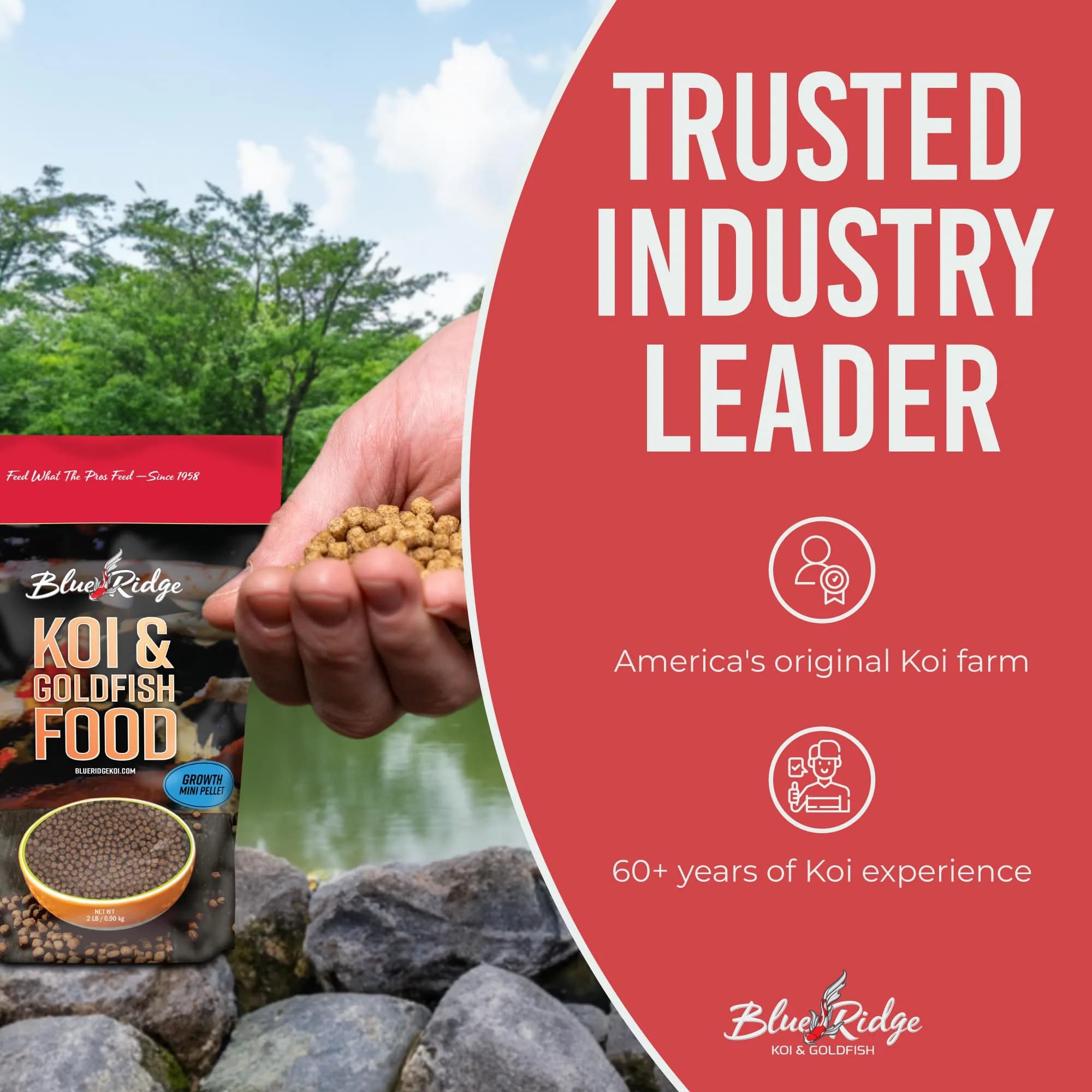 Blue Ridge Koi Fish Food 2lb - Mini Growth Formula Floating Pellets | Premium Koi & Goldfish Food for Ponds - view 7