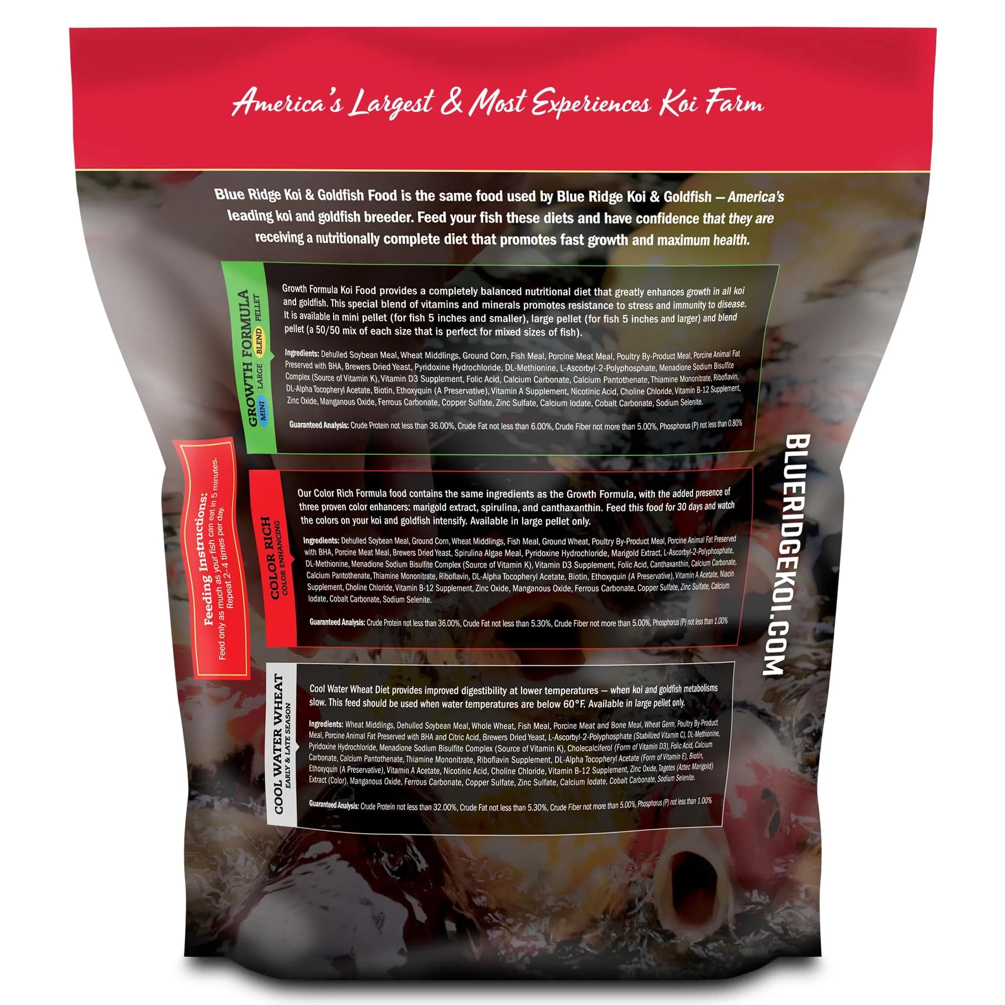Blue Ridge Koi Fish Food, Growth Formula Mini, 1/8" Pellets, 5 lb (2.27 kg) | Supports Vibrant Color & Active Growth - view 2