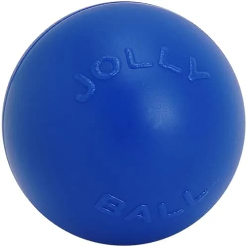 Jolly Pets Push-n-Play Ball Dog Toy 6 Inches Medium Blue | Durable Floating Fetch Toy for Energetic Dogs thumbnail 1