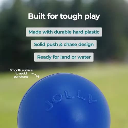 Jolly Pets Push-n-Play Ball Dog Toy 6 Inches Medium Blue | Durable Floating Fetch Toy for Energetic Dogs thumbnail 7