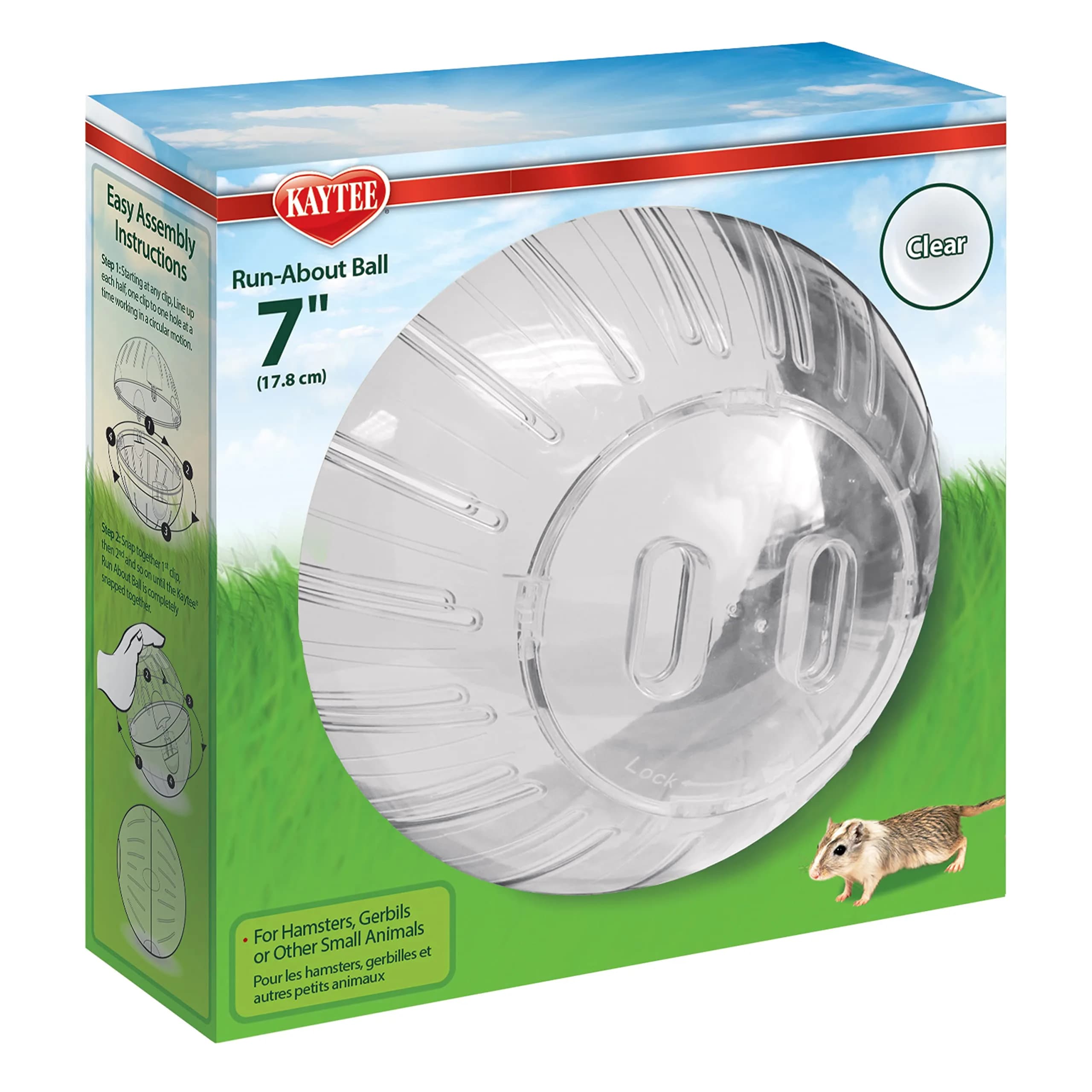 Kaytee 7" Clear Run-About Exercise Ball for Hamster & Gerbil Pets | Safe, Durable Polycarbonate, 7-Inch Diameter, Clear