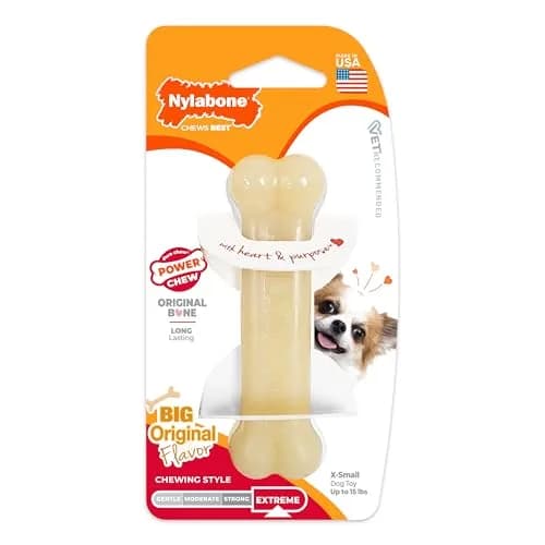 Nylabone Power Chew Original Bone Dog Chew Toy, X-Small | Durable Nylon Chew for Dogs Up to 15 lbs thumbnail 1