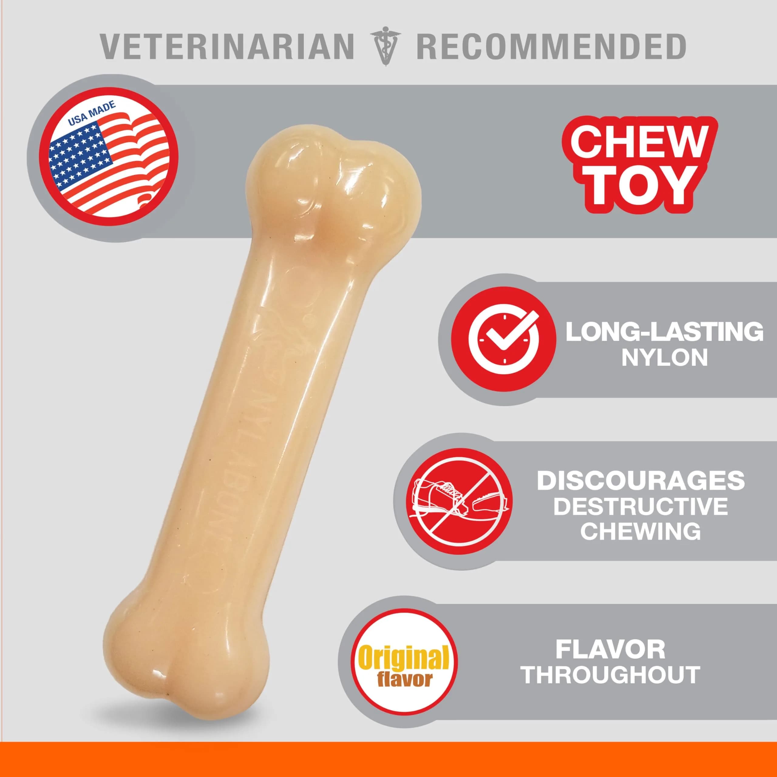 Nylabone Power Chew Original Bone Dog Chew Toy, Small, 7 in (17.8 cm) | Durable Nylon for Aggressive Chewers - view 3
