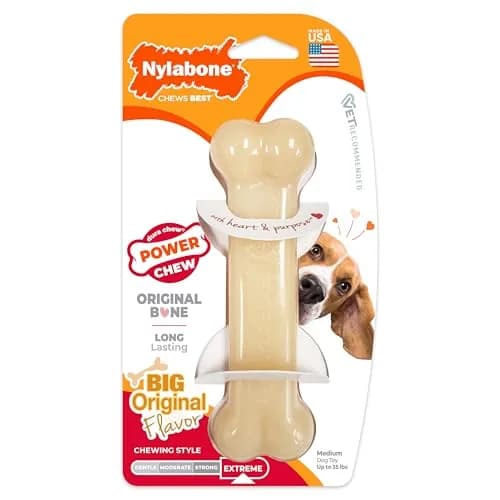 Nylabone Power Chew Original Bone Dog Chew Toy, Medium, 47g (1.66 oz) | Durable Nylon for Aggressive Chewers thumbnail 1