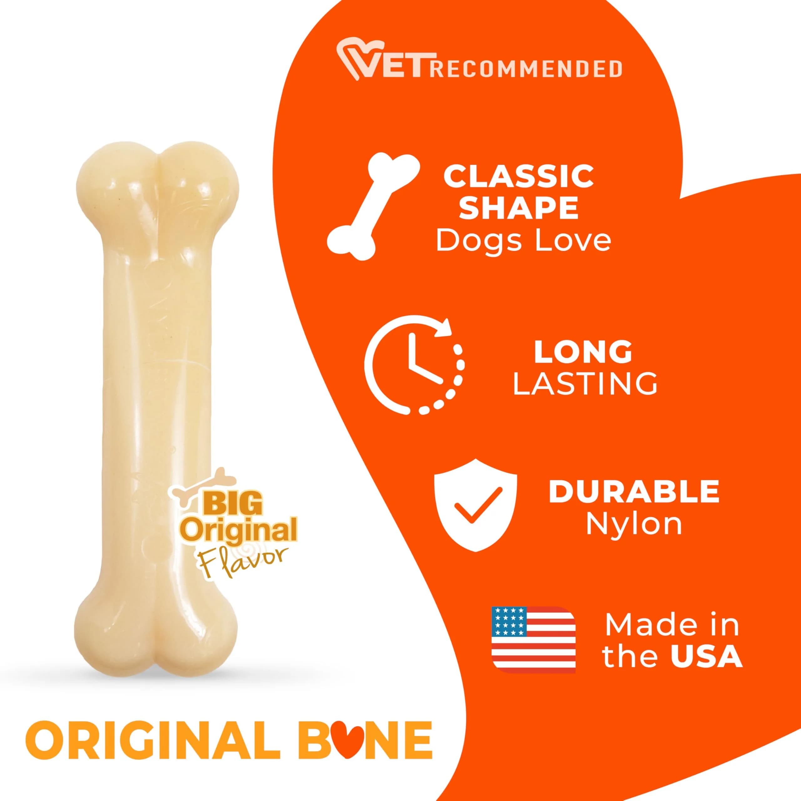 Nylabone Power Chew Original Bone Dog Chew Toy, Medium, 47g (1.66 oz) | Durable Nylon for Aggressive Chewers - view 3