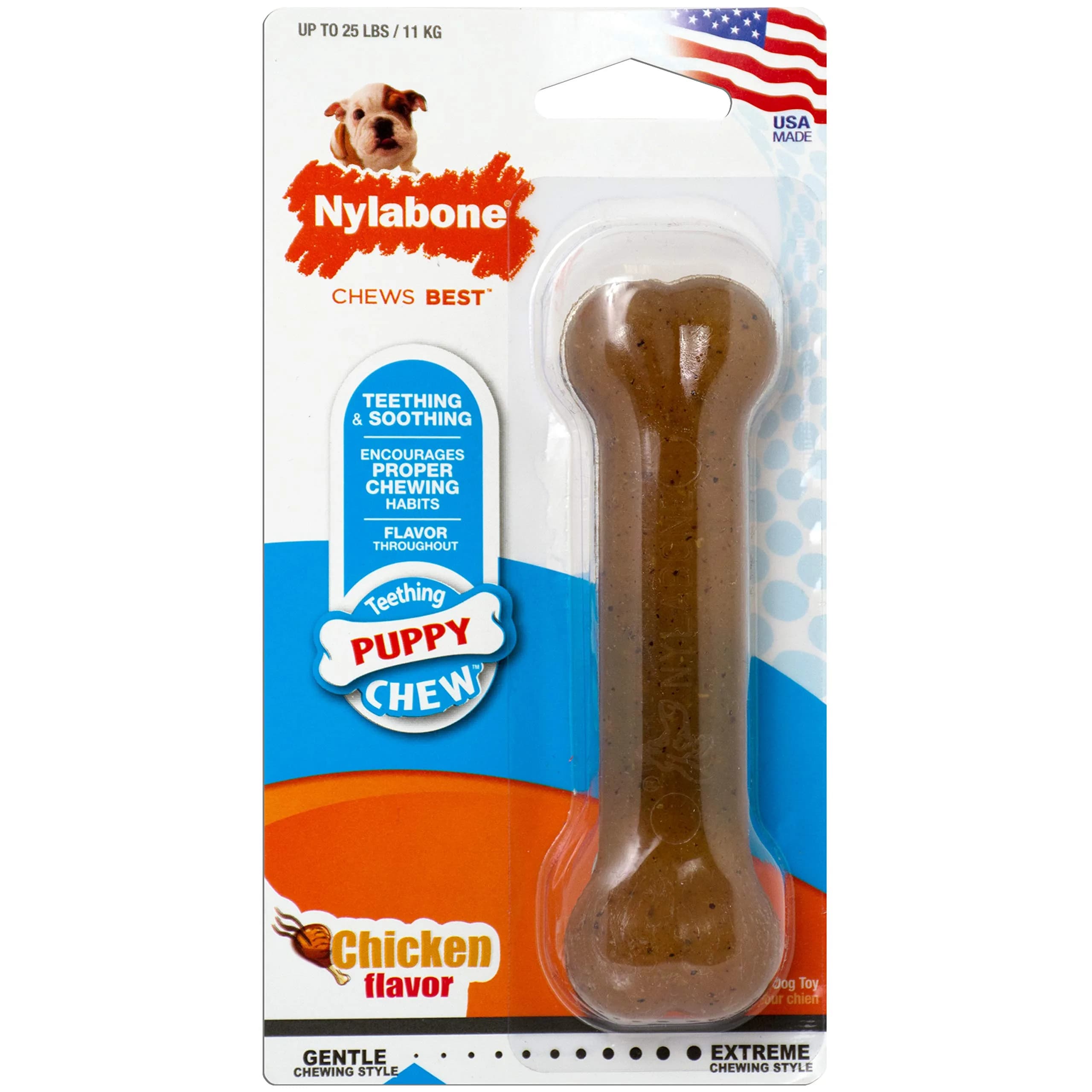 Nylabone Puppy Chew Teething Bone Dog Chew Toy, Chicken Flavor, Small (50g / 1.76oz) | Soothes Gums & Teaches Healthy Chewing - main product image