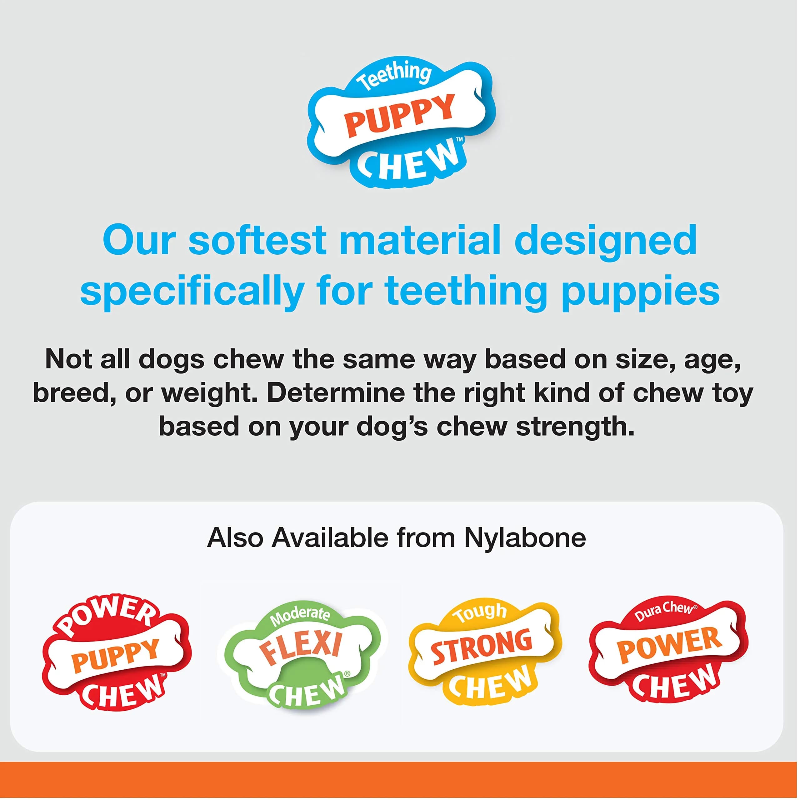 Nylabone Puppy Chew Teething Bone Dog Chew Toy, Chicken Flavor, Small (50g / 1.76oz) | Soothes Gums & Teaches Healthy Chewing - view 3
