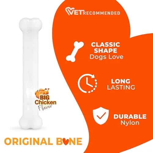 Nylabone Power Chew Classic Bone Dog Toy, Durable for Aggressive Chewers, Chicken Flavor, Large/Giant (Up to 50 lbs) thumbnail 3