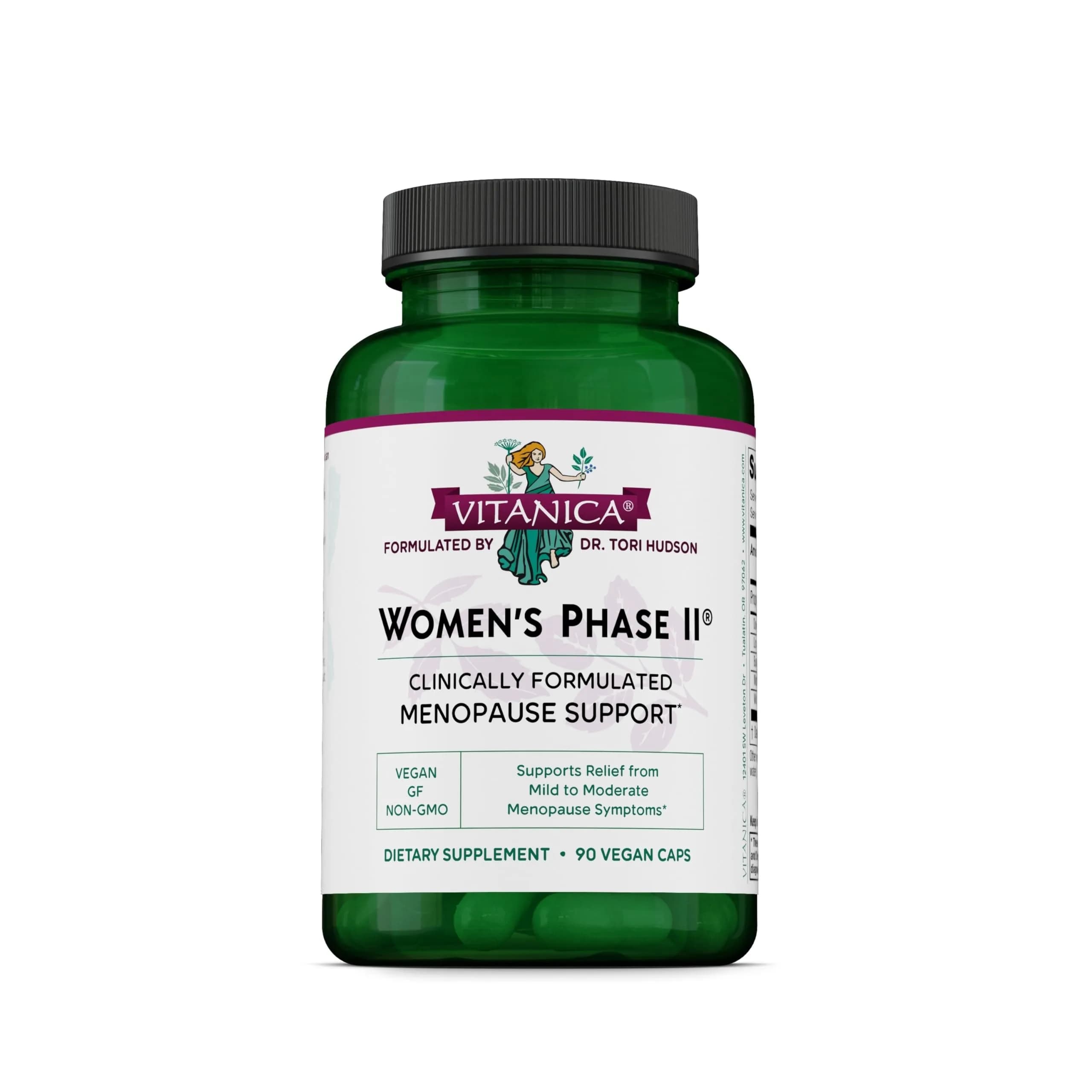 Vitanica Women's Phase II Menopause Support, Vegan, 90 Capsules | Natural Hormone Balance Support — White