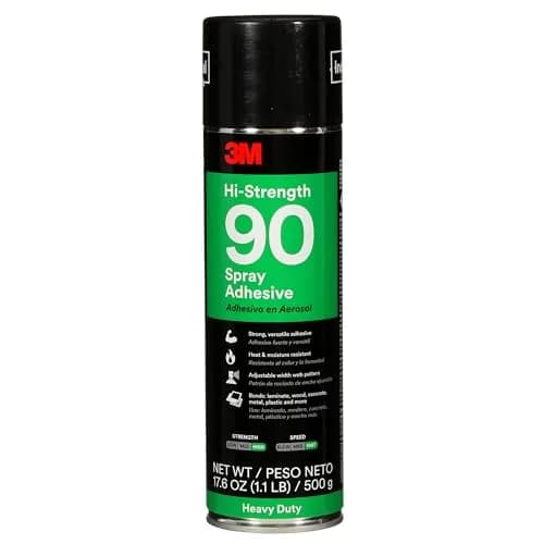 3M Hi-Strength 90 Spray Adhesive 17.6 oz (499 g) | Permanent Clear Glue for Industrial Use thumbnail 1