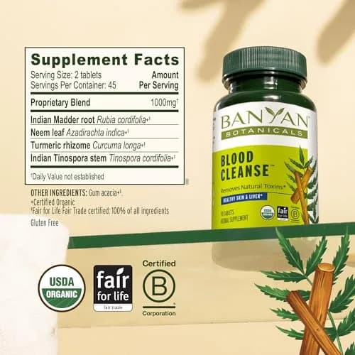 Banyan Botanicals Organic Blood Cleanse Tablets | Natural Liver & Skin Detox Support thumbnail 4