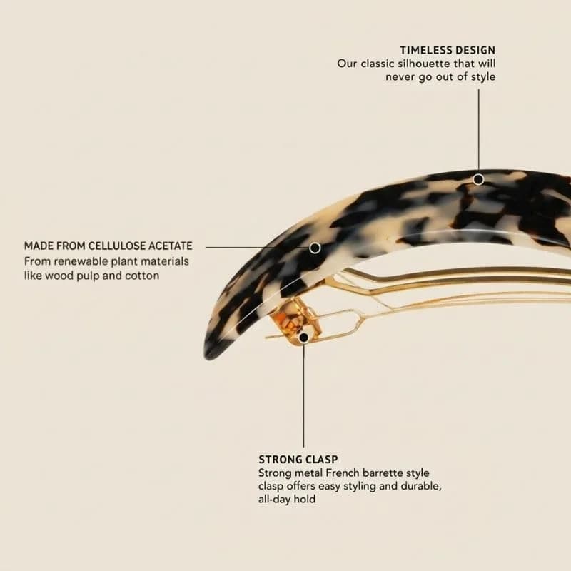 France Luxe Large Ivory Tortoiseshell Barrette for Thick Hair | French Handcrafted Luxury thumbnail 3