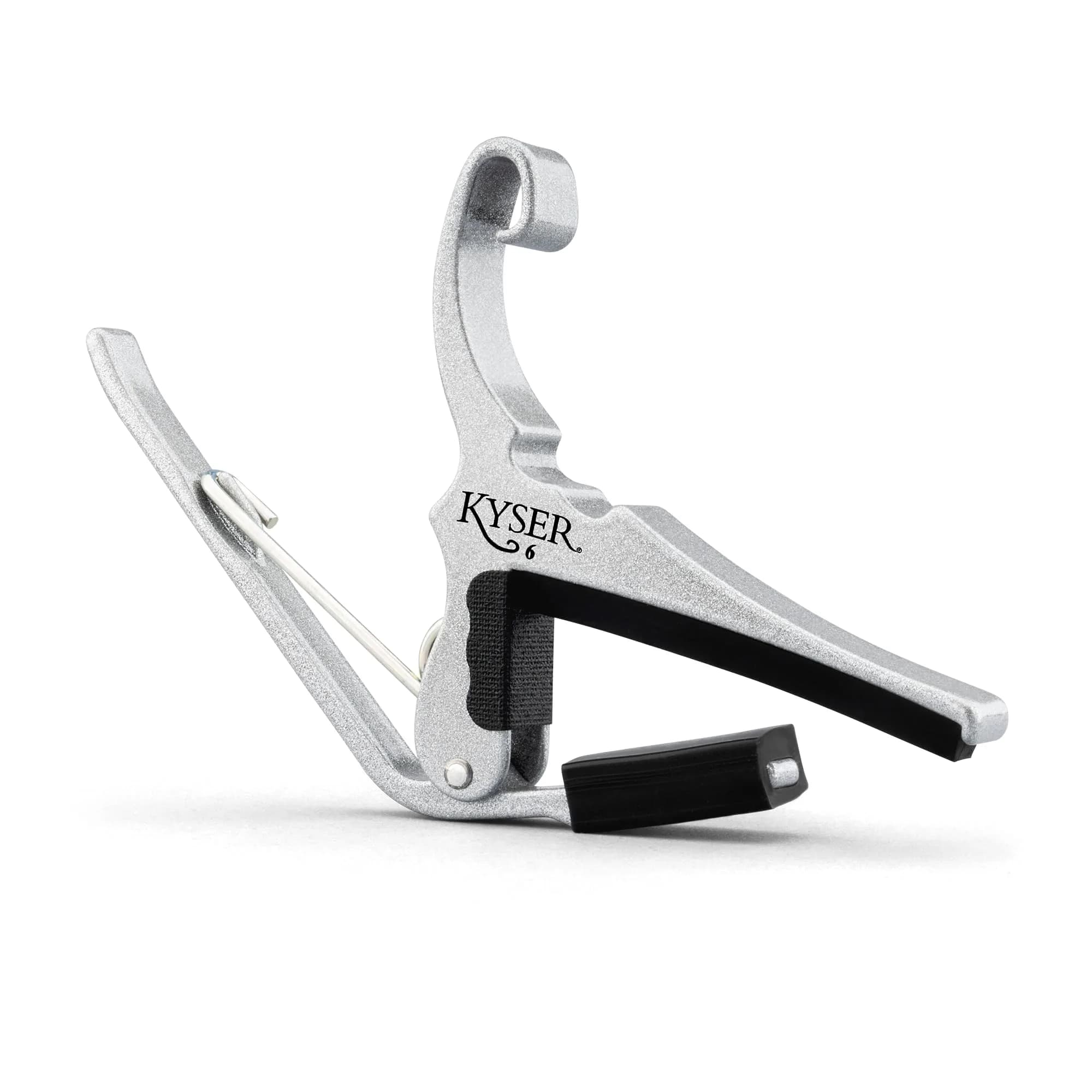Kyser Quick-Change KG6SA Guitar Capo for 6-String Acoustic Guitars, Silver | Professional Quality Aluminum — Silver
