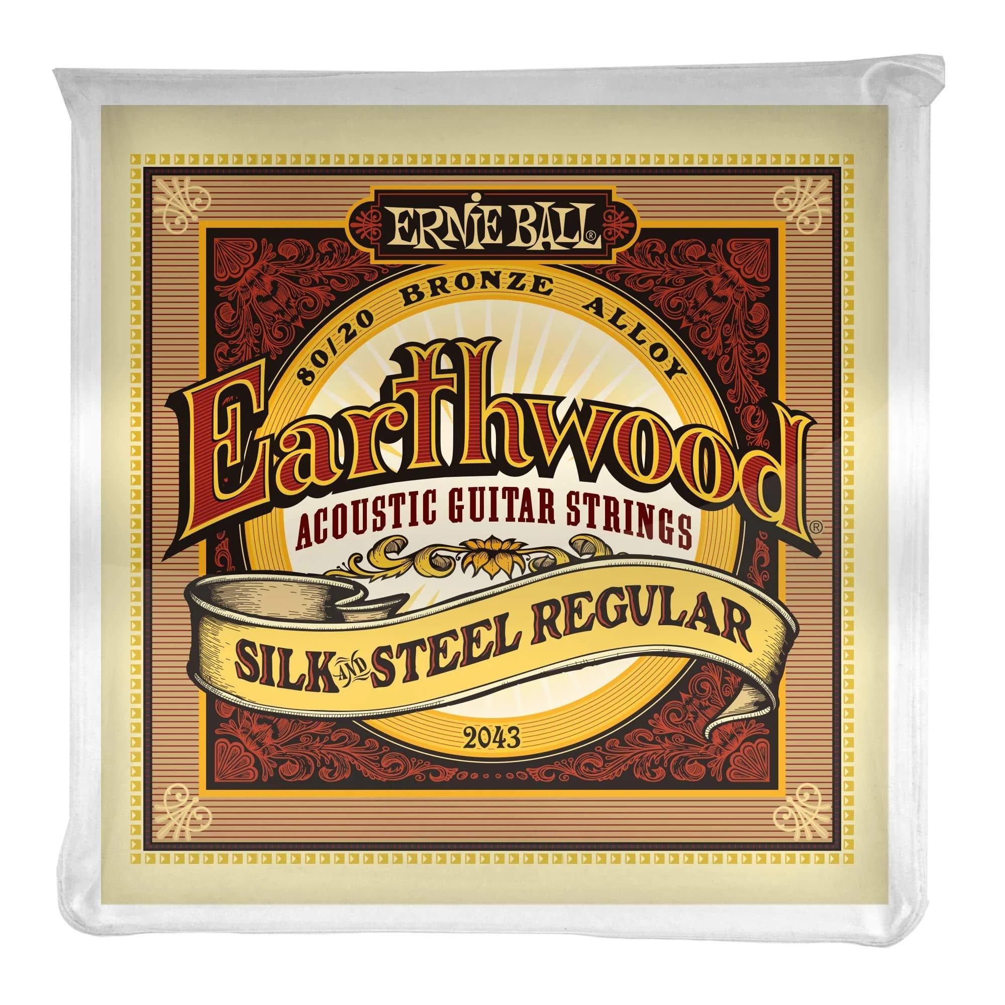 Ernie Ball Earthwood Silk and Steel Acoustic Guitar Strings, 13-56 Gauge | Warm, Mellow Tone with Silk Layer