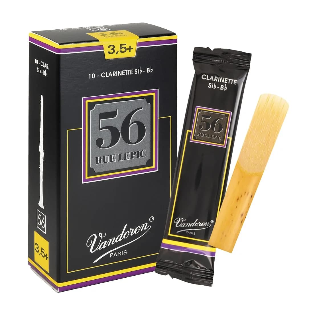 Vandoren 56 Rue Lepic Bb Clarinet Reeds #3.5+ (10-Pack) | Rich, Centered, Pure Sound - main product image